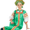 Русский народный костюм "Василиса" зеленый атлас, XL-XXXL