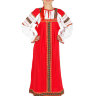 Русский народный костюм "Забава", лен красный, XS-L