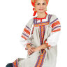 Русский народный костюм "Забава", лен серый, XS-L